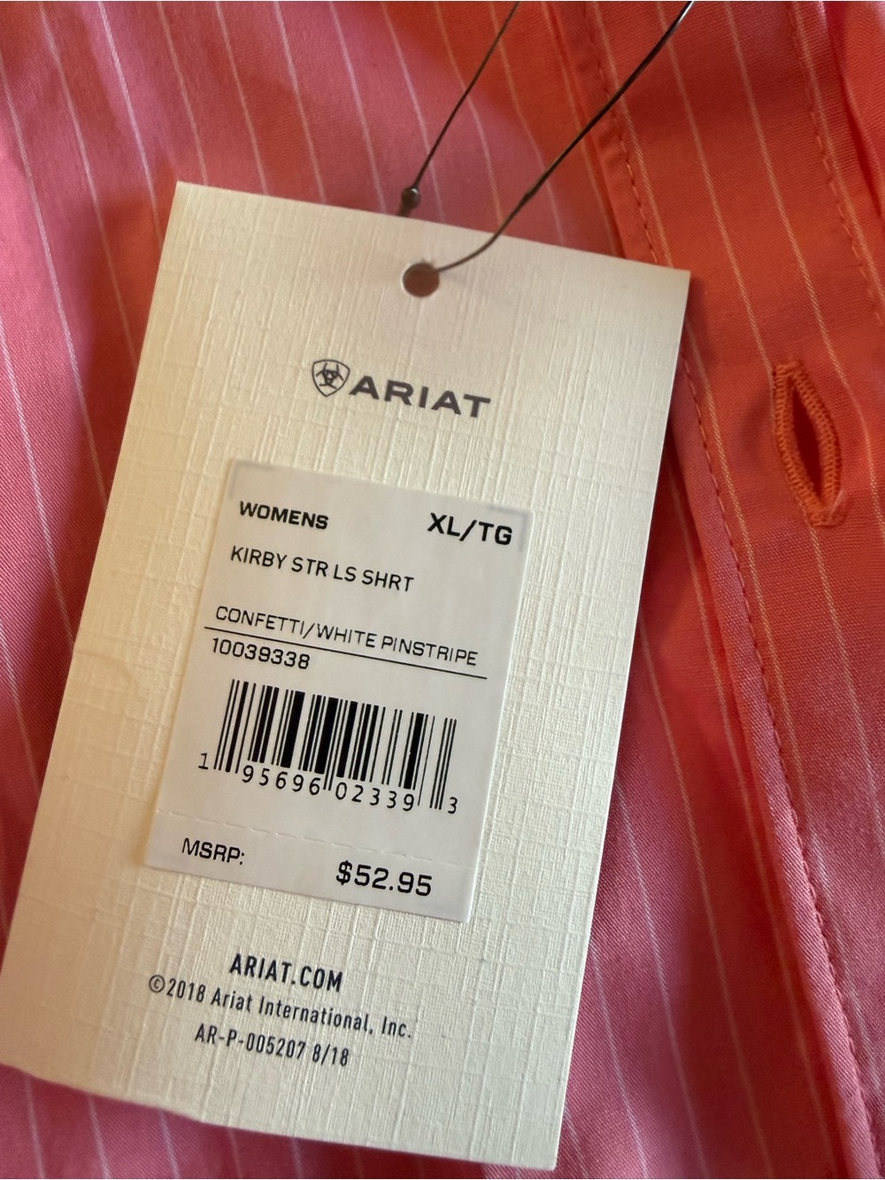 Ariat womens Pink Striped Stretch Wrinkle-Resistant Button-Down Shirt - Picture 5 of 9